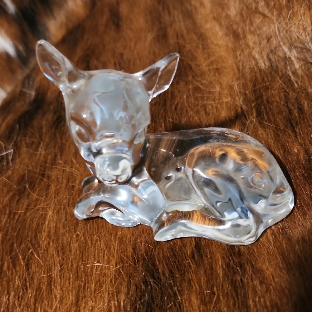 Crystal Clear Glass Fawn Figurine